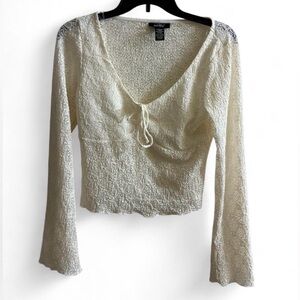 Lace V-Neck Cream Top